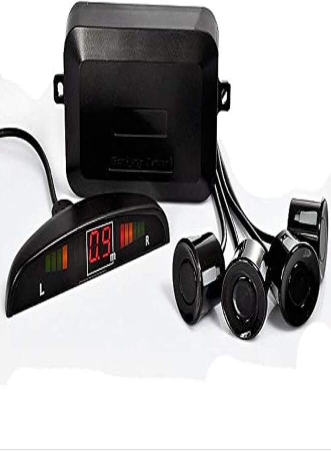 4 Parking Sensors LED Display Car Reverse Backup System Radar Kit Detect Alarm - Black Color Sensors